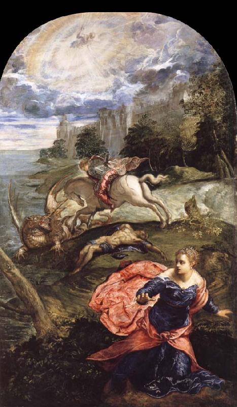 TINTORETTO, Jacopo Saint George,The Princess and the Dragon oil painting picture